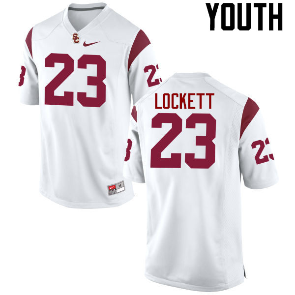 Youth #23 Jonathan Lockett USC Trojans College Football Jerseys-White - Click Image to Close